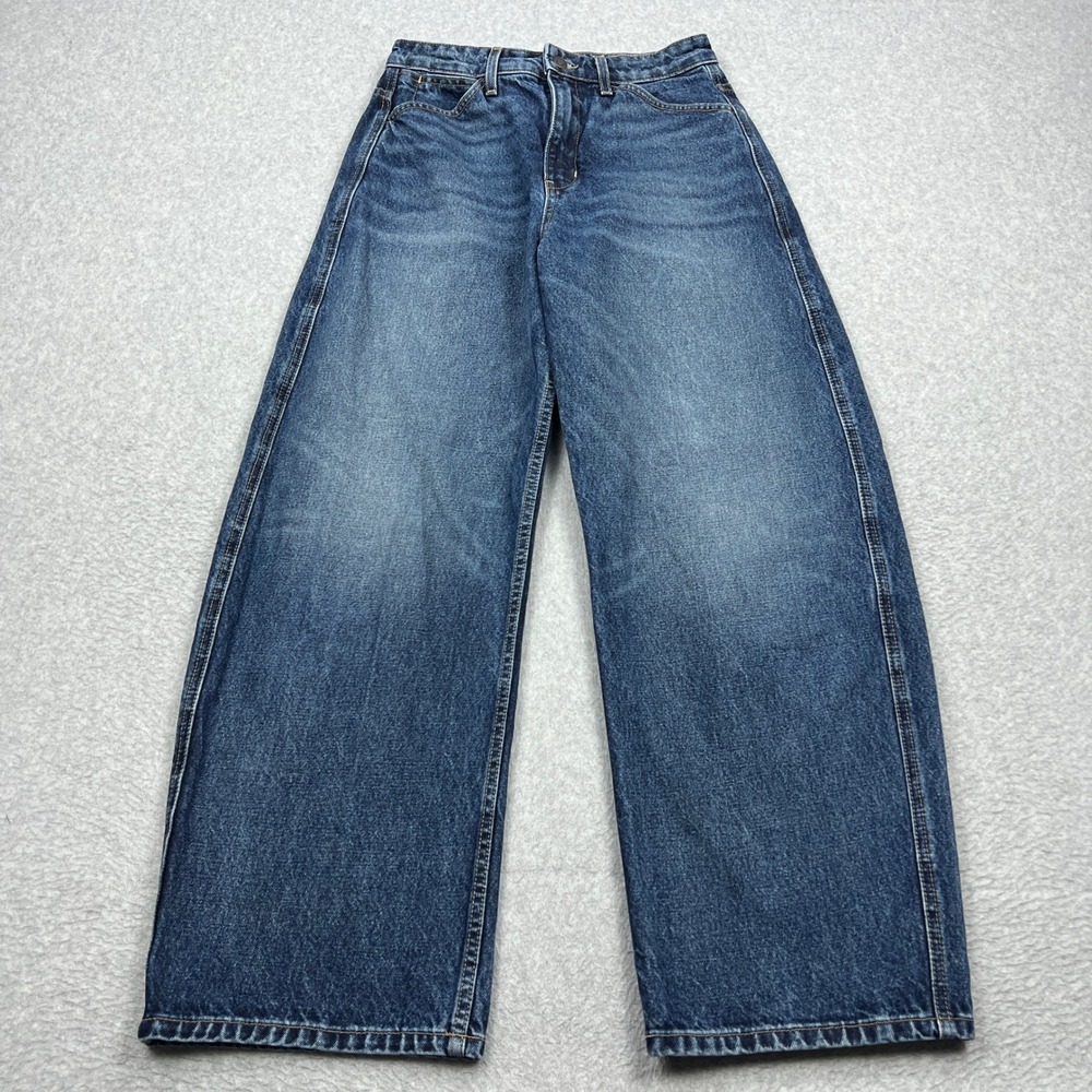 Nili Lotan Otis Jeans Womens 28 Blue Wide Barrel Leg High Rise Relaxed Denim USA